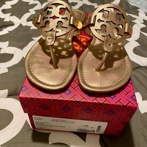 Rose Gold Tory Burch Miller Sandals Size 9
